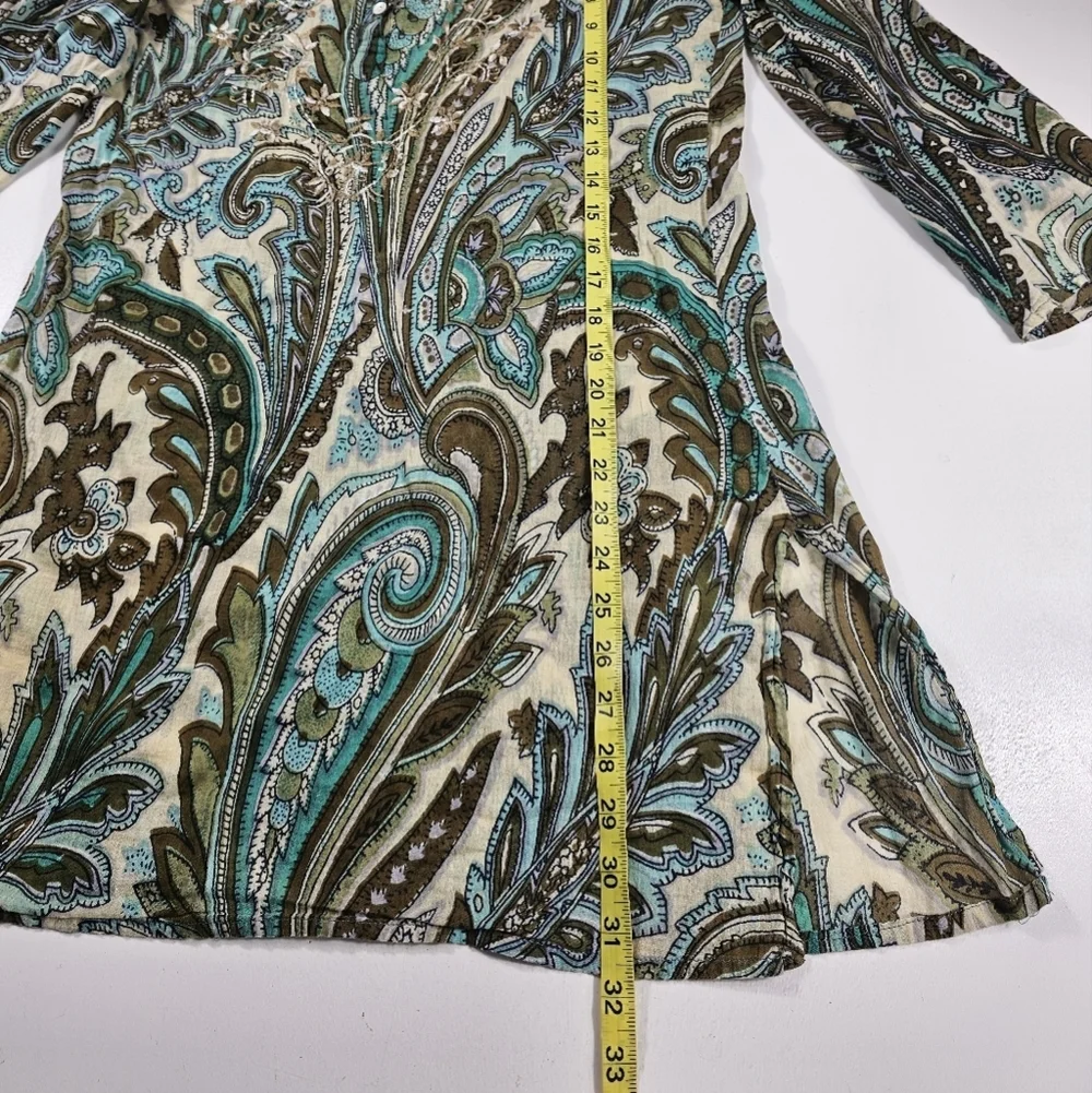 Baba Floral Tunic Paisley Lightweight Popover EUC Career Casual Teacher Office